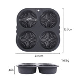 Factory Custom BPA Freesilicone baking mold Bread Cake Burger Bun Mold Baking Tools 4 hole Silicone Hamburger Mold